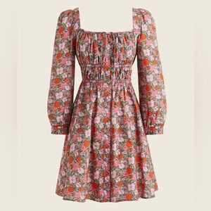 Cinched-waist organic cotton dress in Liberty® Meadow Song fabric